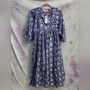 NWT Daughters of India. Kyra Midi dress. Blue Iris. XS Currently sold out